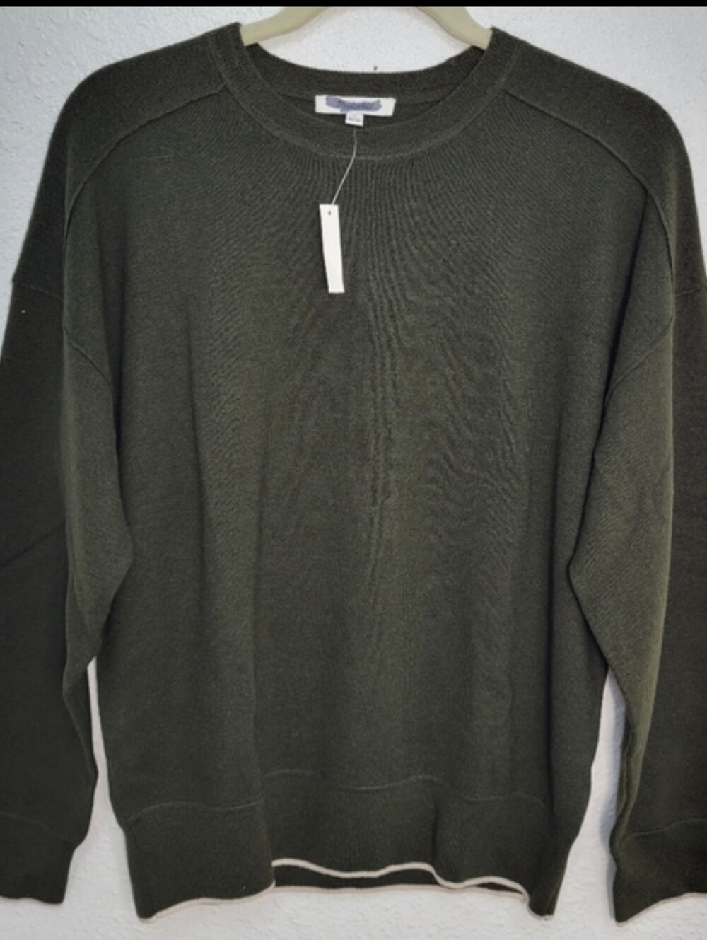Madewell 100% Merino Wool Pullover Sweater in Olive And Oat Size M NWT NS664